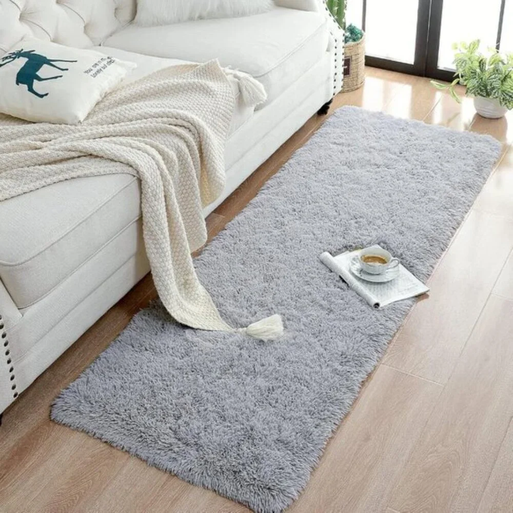 New 2x6 Grey Fluffy Runner Rug, Soft Shag Non-Shedding Carpet for Kids & Home